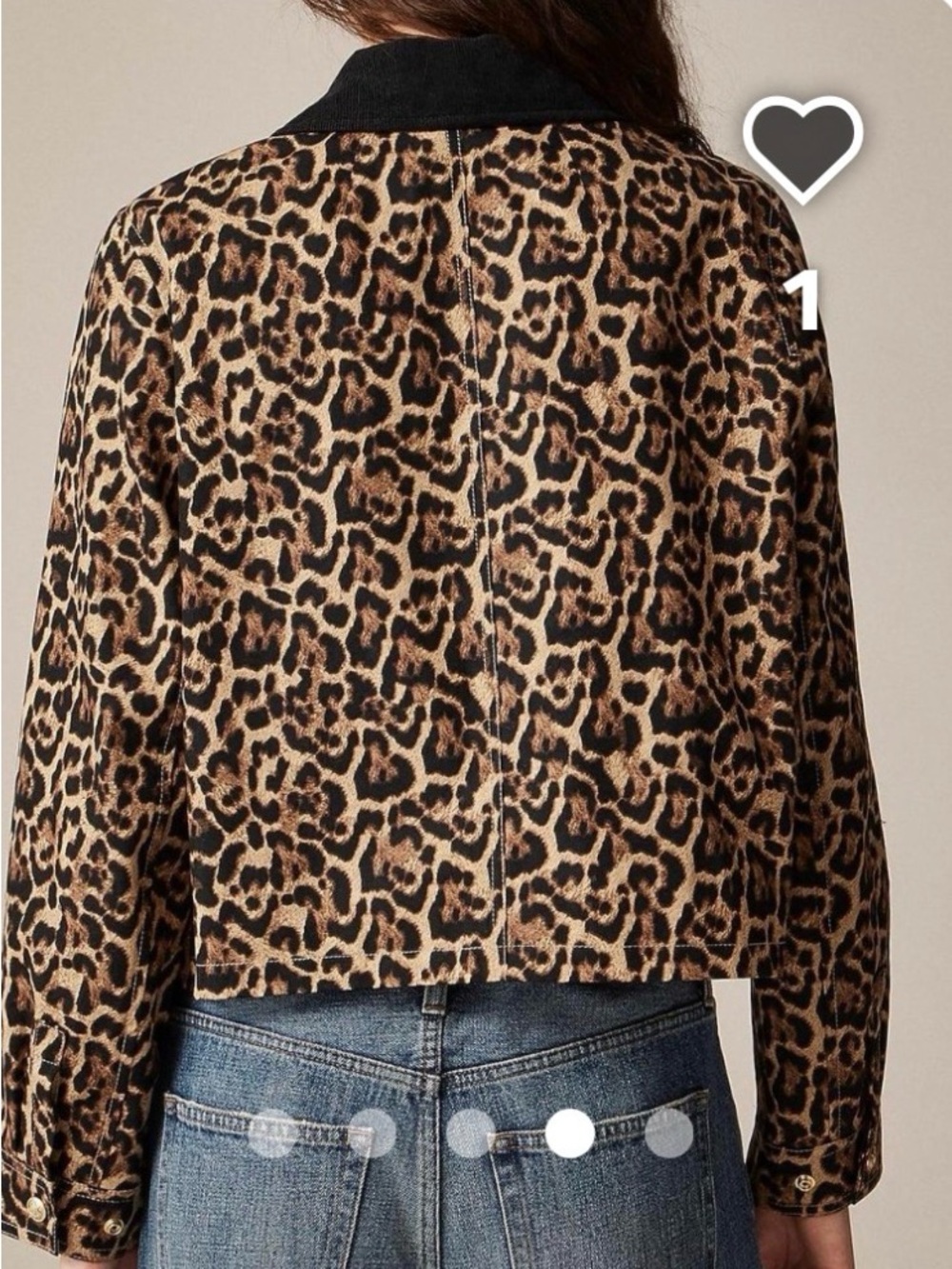 J. Crew Leopard Print Barn Jacket with Black Collar - Picture 4 of 10